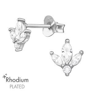 Rhodium and Silver Marquiese Ear Studs
